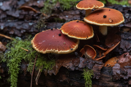 山野小蘑菇户外生长的野生菌背景