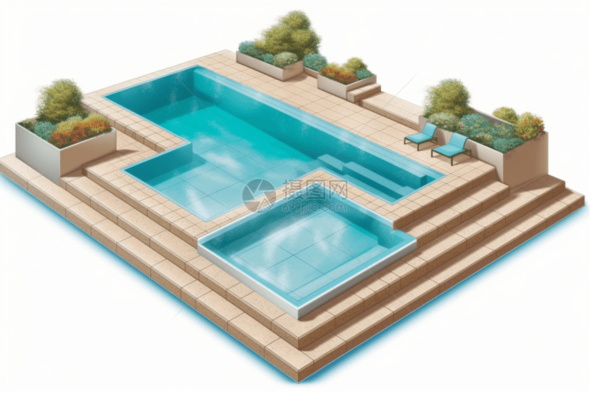 多层的游泳池插图图片