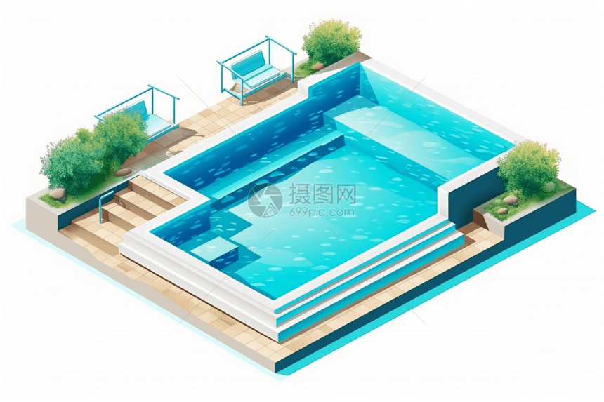 多层和座位的游泳池图片