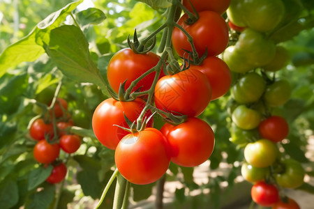 温室中种植的西红柿番茄高清图片素材