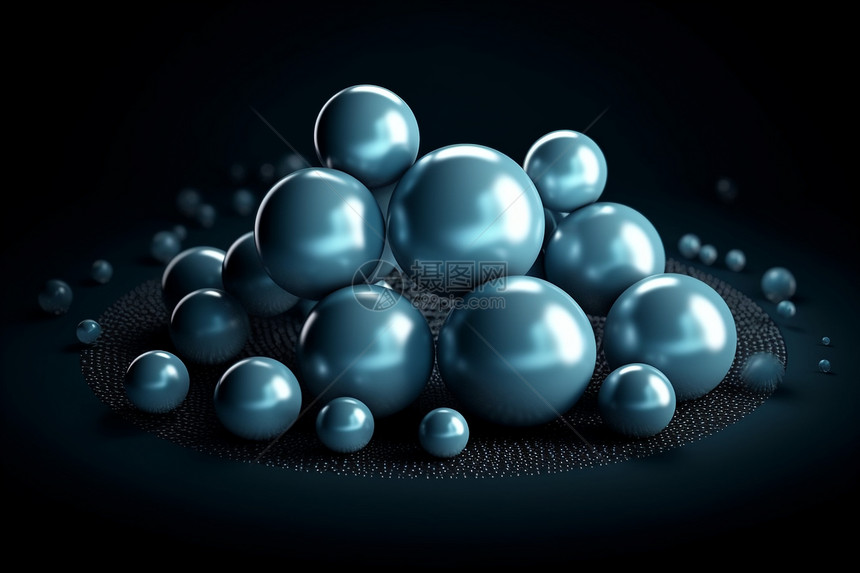 蓝色金属纹理球体背景图片