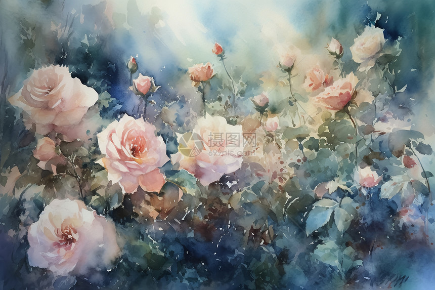 玫瑰花的油画图片