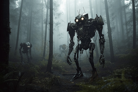 森林行走外星机器人设计图片