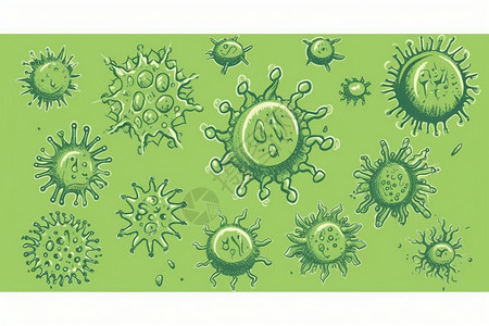 细胞生物学生物学病毒图标的插图插画