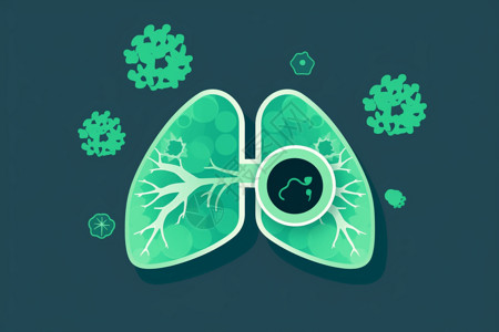 绿肺与病毒元素载体插画