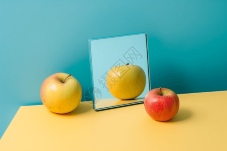 苹果孤立黄色近镜背景图片