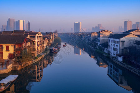 河边的都市图片