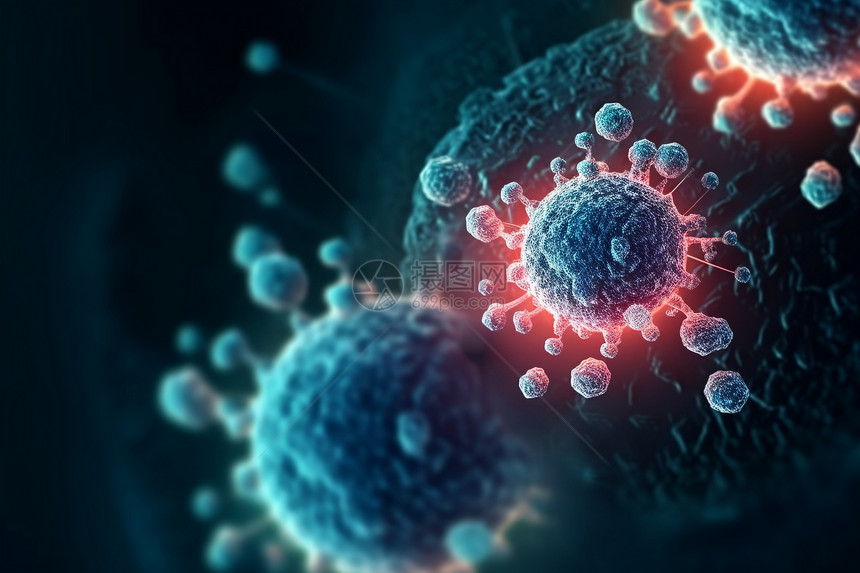 病毒细胞的医学背景图片