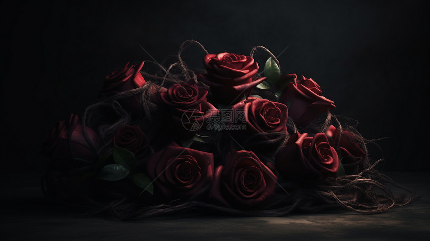 暗色背景下的玫瑰图片