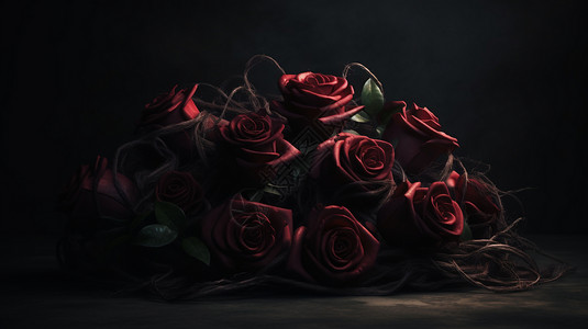 暗色背景下的玫瑰背景图片