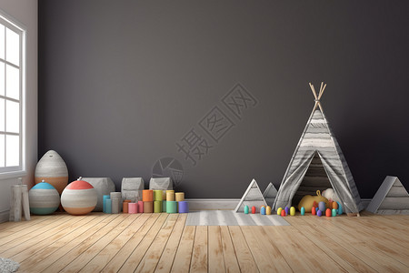 粉嫩的公主房效果图现代室内儿童玩具房设计图片