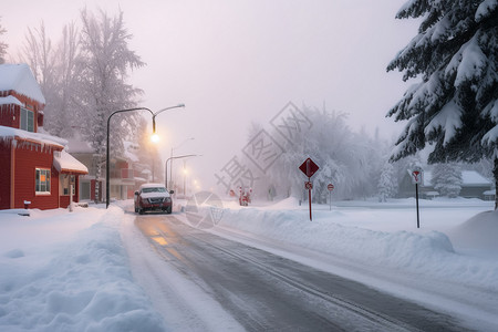 冬季的街道路面图片