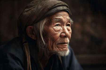 写实眼睛素材传统服装的亚洲老人背景