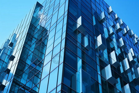 工业大楼的蓝玻璃背景图片
