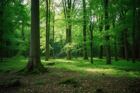 夏季的绿色森林图片
