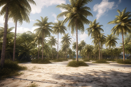 海南的椰子林背景图片