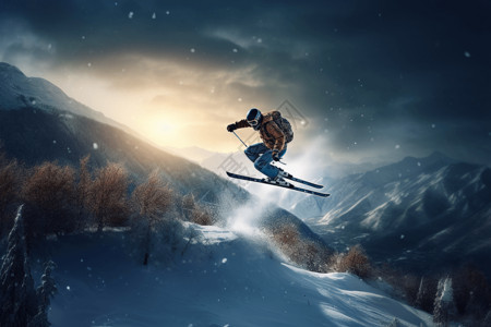 户外自由式滑雪高清图片