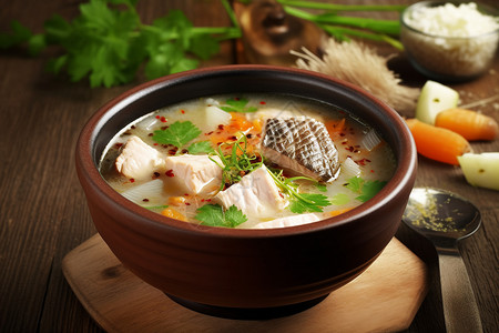 砂锅鸡汤豆腐炖鲶鱼背景