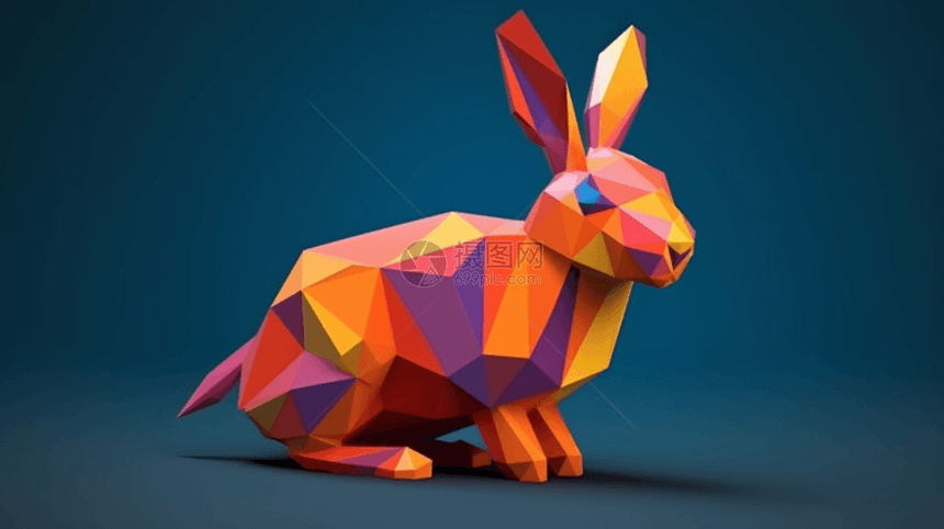 几何造型的多边形兔子图片