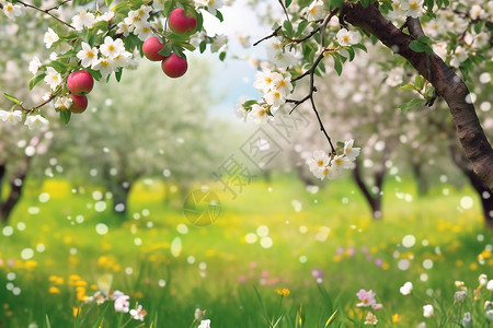 开花结果的苹果树高清图片