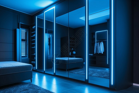 现代家居衣柜配有LED图片