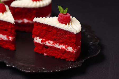 红色天鹅绒蛋糕高清图片