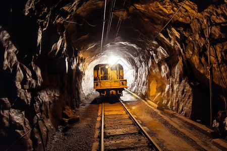 地下矿区中的运输铁轨背景图片