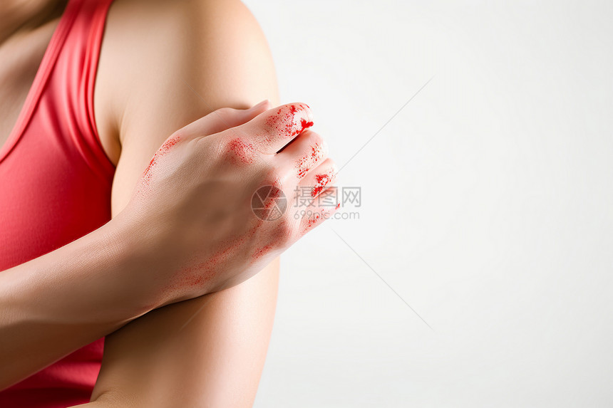 手臂受伤的女子图片