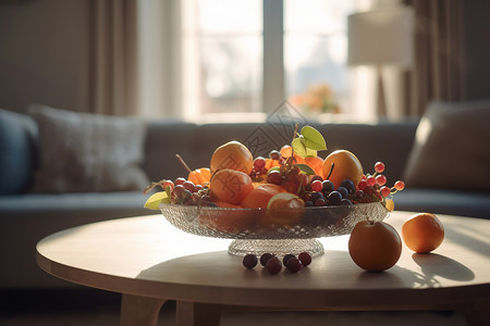 茶几上的水果客厅桌子上的水果背景