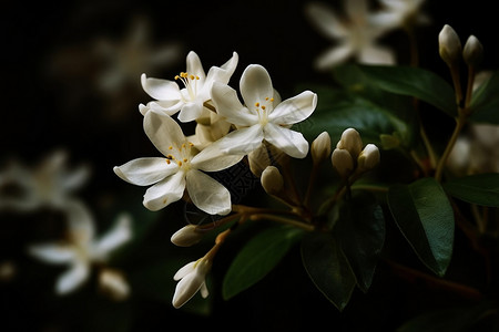 夜间绽放的茉莉花背景图片