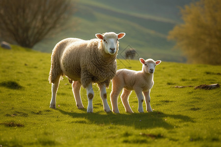小羊和母羊小山高清图片素材