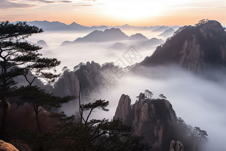 著名的黄山景观山峰高清图片素材