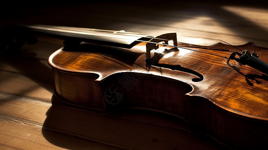 木地板上的大提琴特写背景图片