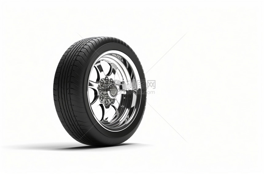白色背景上的汽车轮胎图片