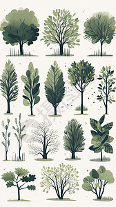 绿色树木插画背景图片