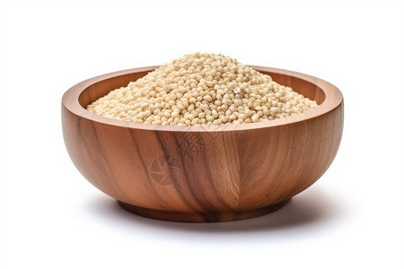 高粱米饭木碗中的高粱米背景