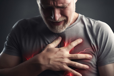 心脏医疗心脏疼捂住胸口的男人背景