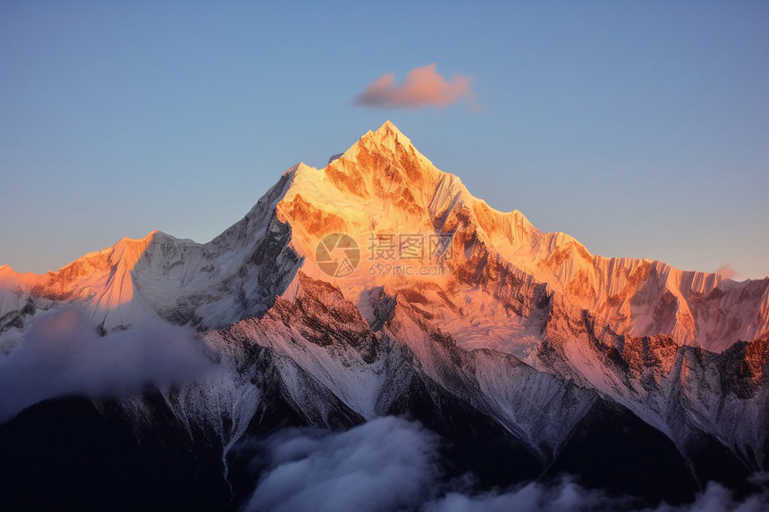 黎明雪山风景图片