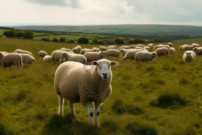 牧场草原上的羊群图片