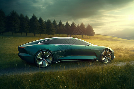 一辆未来的氢动力豪华轿车图片
