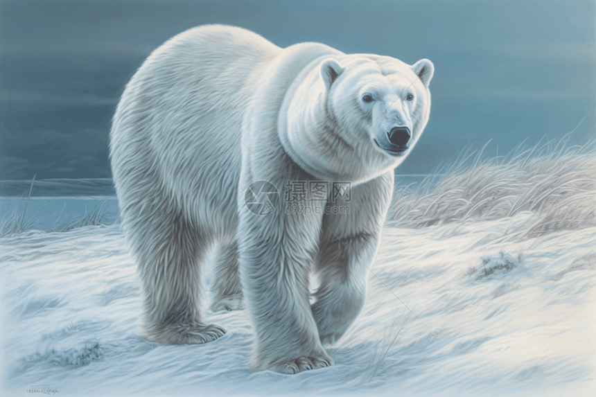 雪地里的北极熊图片