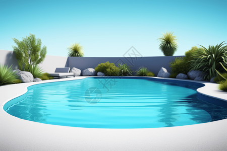 弧形设计的露天泳池背景图片