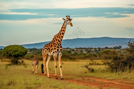 草原上的长颈鹿图片