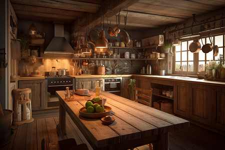 复古厨具乡村的厨房设计设计图片