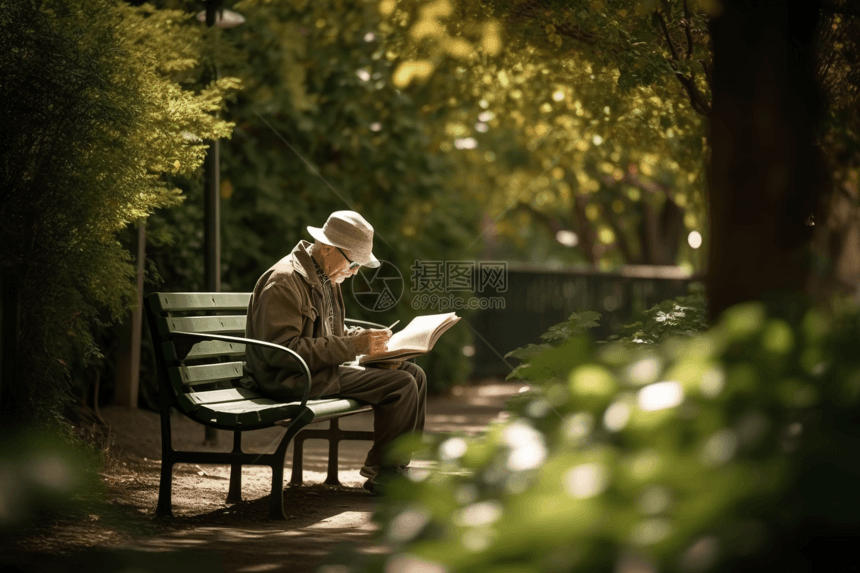 在公园阅读的人图片
