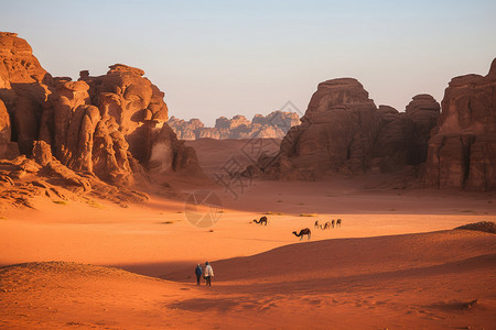 商队沙漠上的游牧民族背景