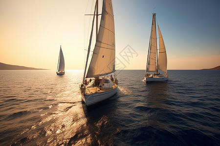 豪华游艇出海阳光明媚的海景设计图片