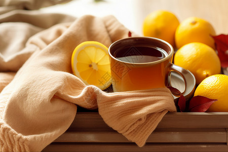 加热茶饮料柠檬蜂蜜茶高清图片