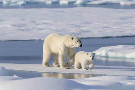 北极的野生动物北极熊高清图片素材