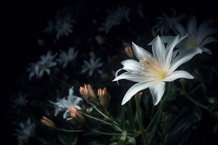 稀有植物稀有的夜晚白色花朵背景